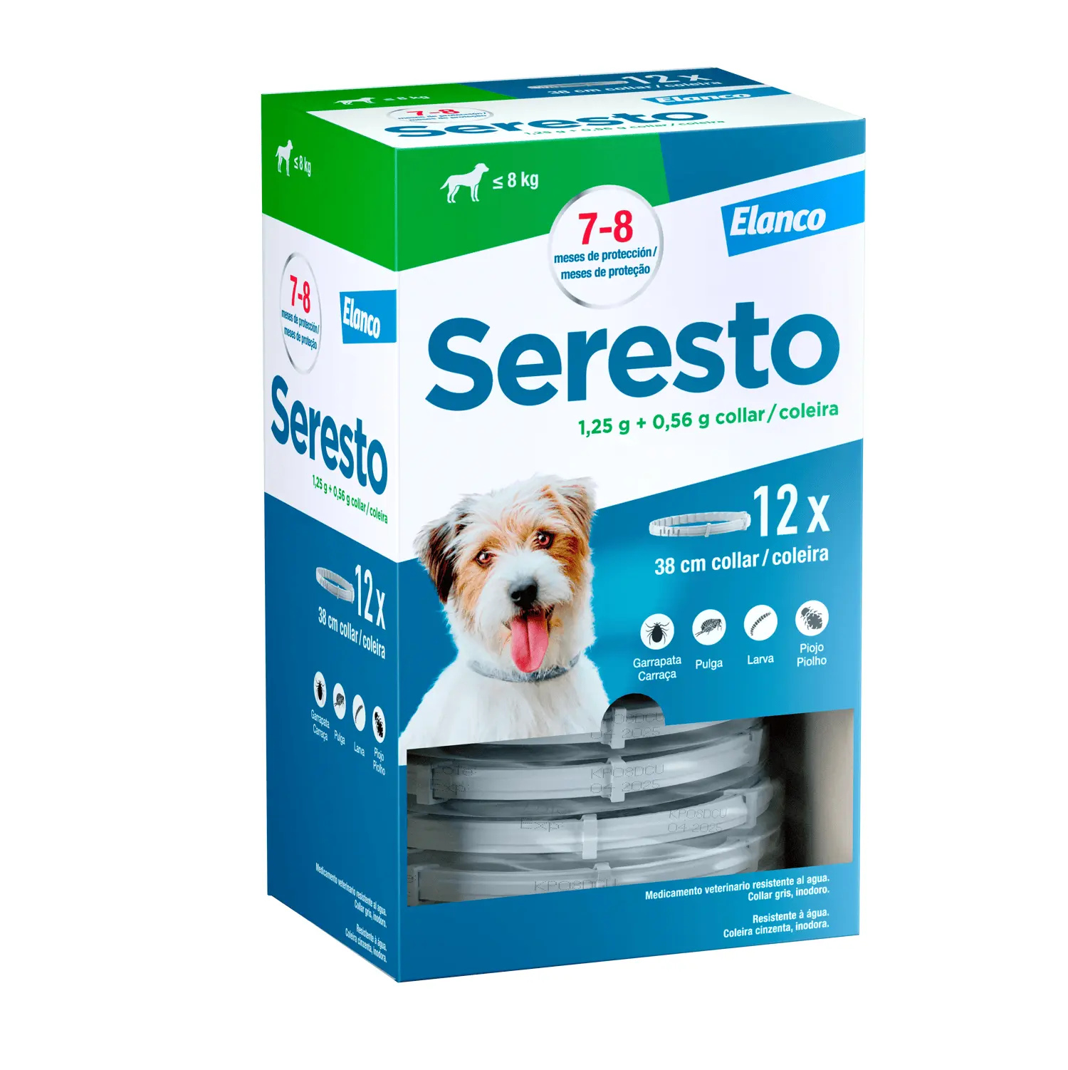 12 unidades de collar antiparasitario perros de menos de 8 kg