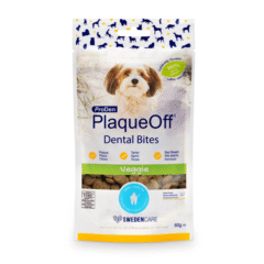 reduce la placa dental y el sarro con PlaqueOff Dental Bites 60 g perros