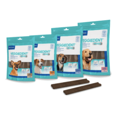 variedad de las láminas masticables contra el sarro y mal aliento Veggiedent Fresh perros