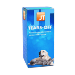 Lagrimeo y manchas en los ojos de perros y gatos JT Tears off polvo