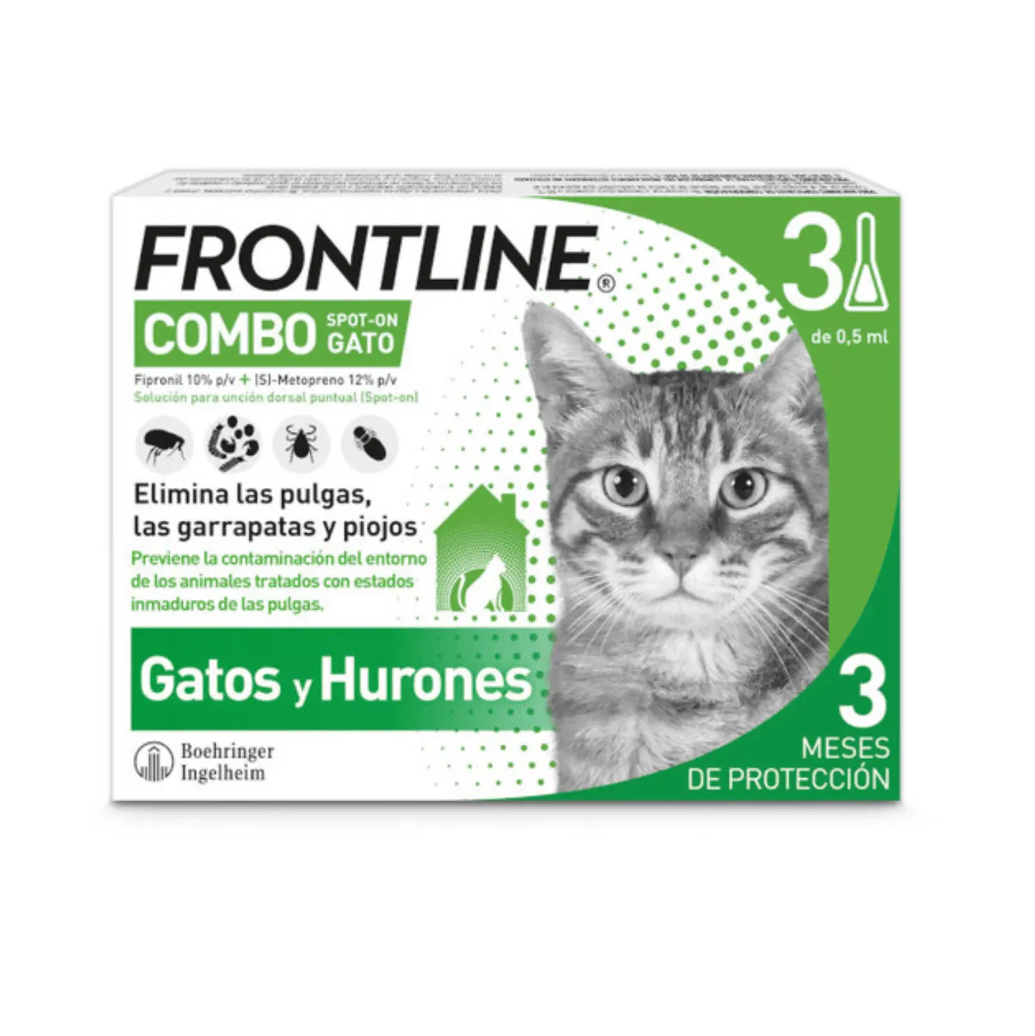 antiparasitario externo pipetas Frontline combo gatos 3 pipetas