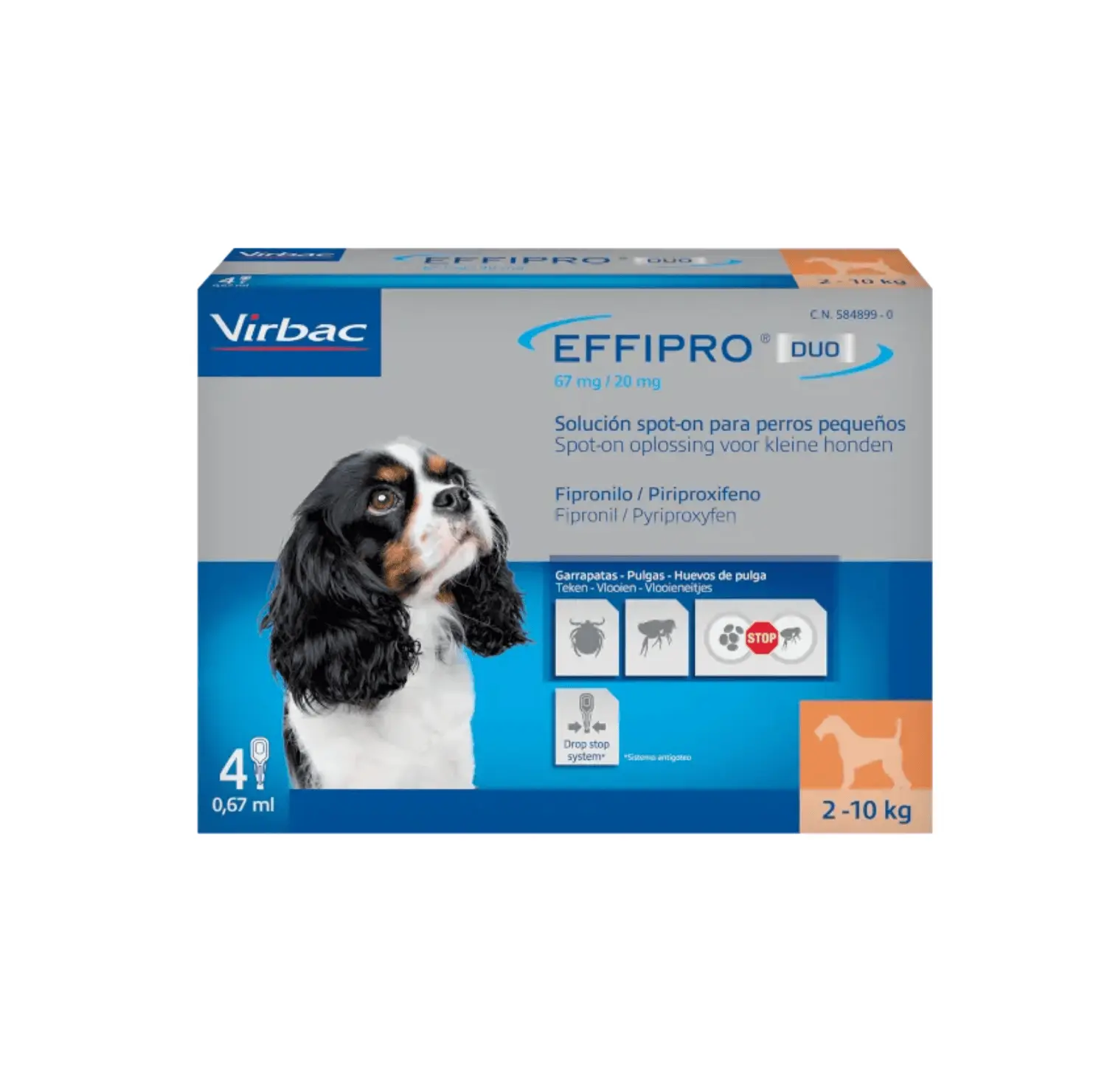 antiparasitario externo para perros effipro duo perros pequeños 4 pipetas