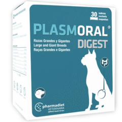 probióticos y prebióticos para perros de razas grandes y gigantes plasmoral digest 30 sobres