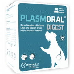 probióticos y prebióticos para perros de razas pequeñas y medianas plasmoral digest 30 sobres