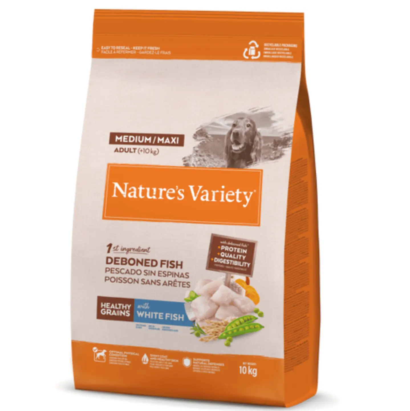 Nature´s Variety Pescado blanco Healthy Grains para perros medium:maxi 10 kg