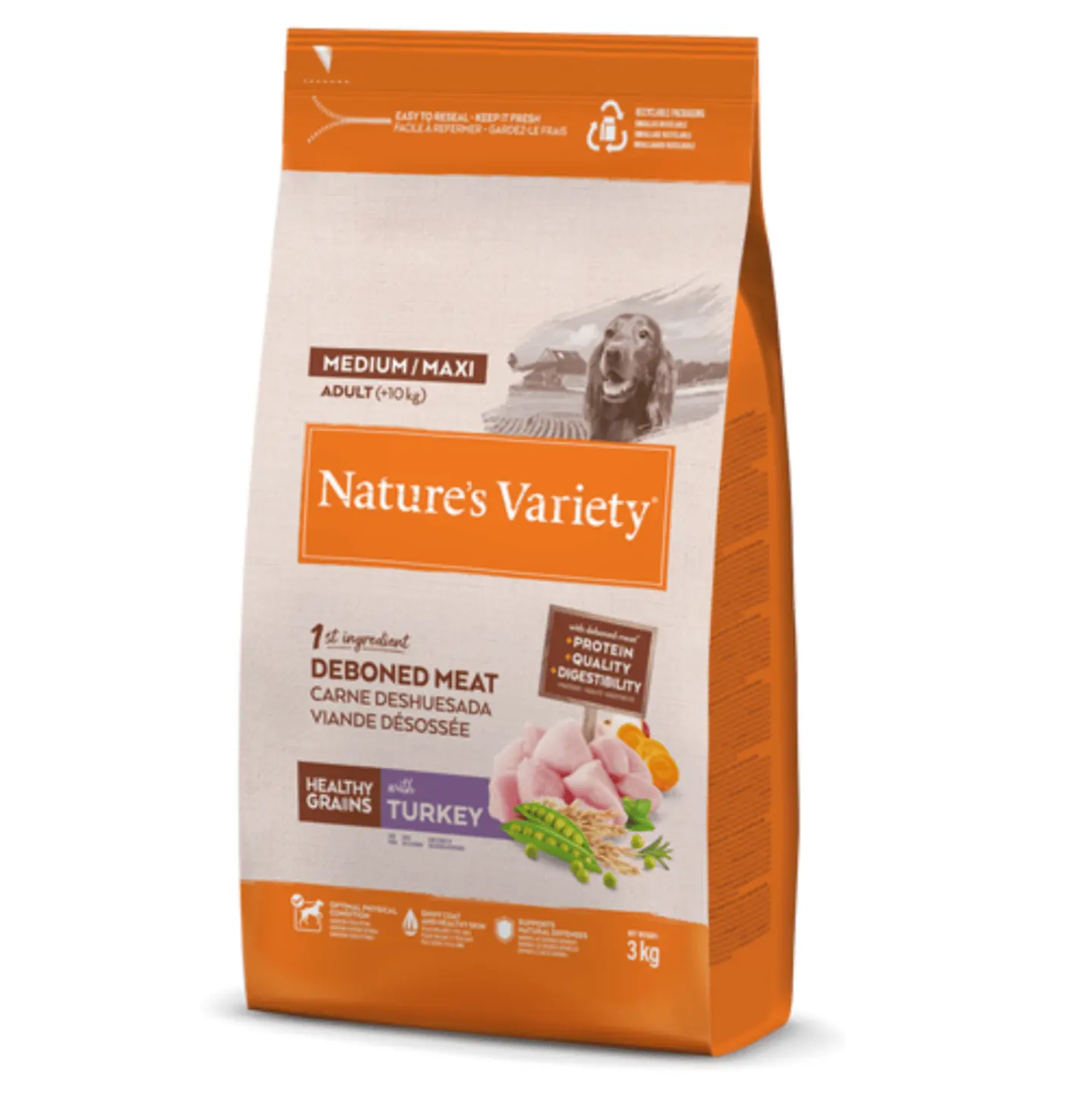 pienso para perros con granos saludables y pavo Nature´s Variety Healthy Grains PAVO para perros medium:maxi 3 kg
