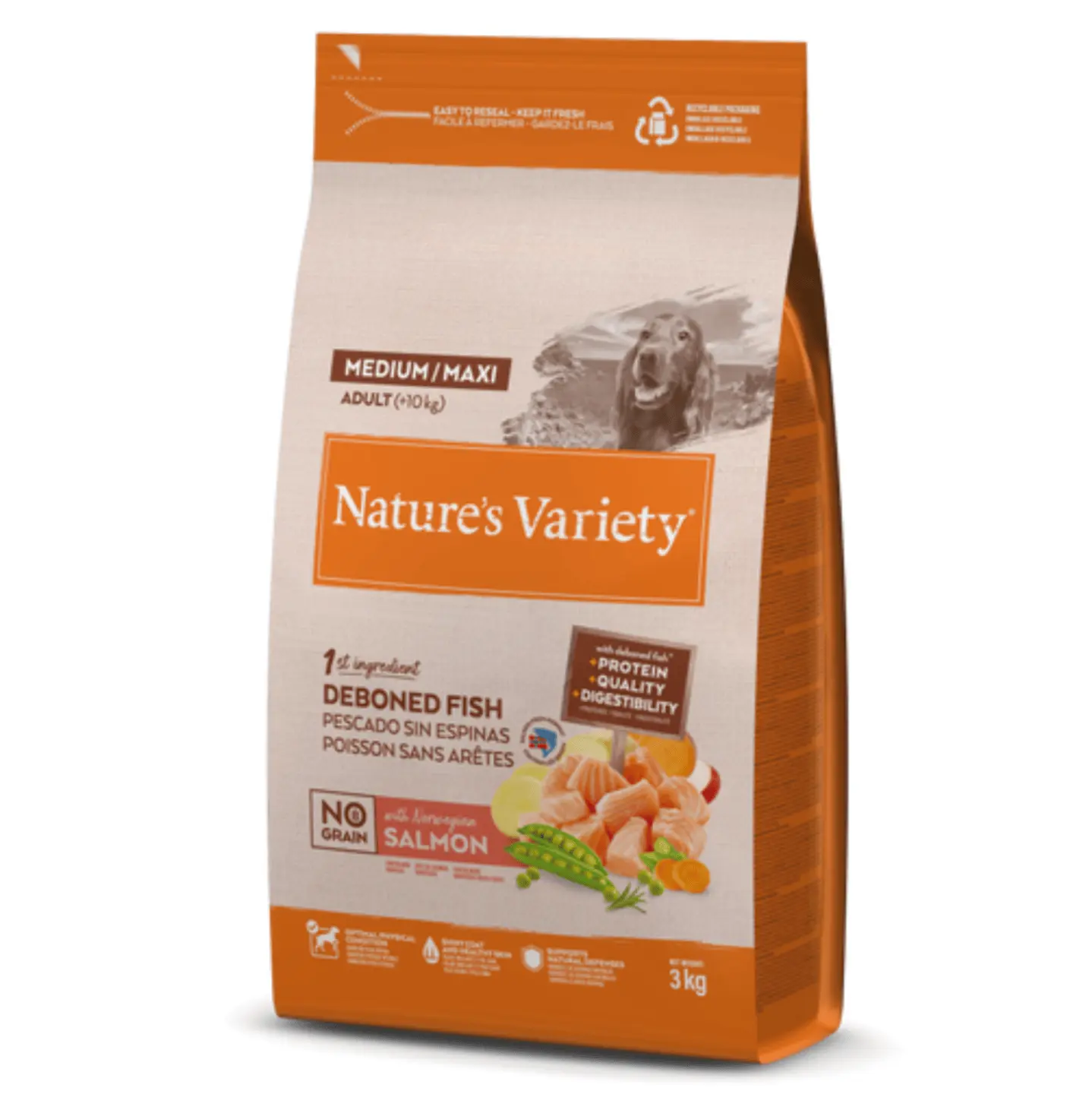 pienso sin cereales de salmón natures variety medium maxi no grain salmón 3 kg