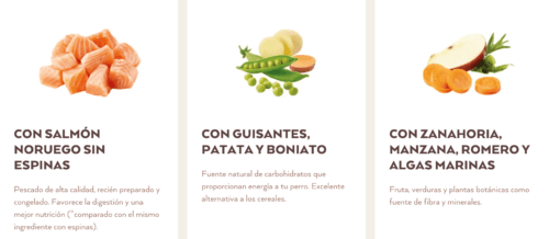 principales ingredientes Nature´s Variety no grain salmón MINI PUPPY