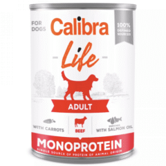 alimento húmedo monoprotéico carne de res para perros calibra life ternera con zanahoria 400 g