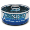 Comida húmeda para gatitos farmina ND Ocean kitten atún bacalao gambas calabaza 70 g