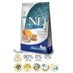Pienso completo para perros adultos mini ND Ocean bacalao Espelta Avena Naranja perros adultos mini características