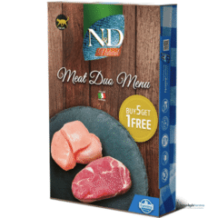 comida húmeda para gatos adultos SIN CEREALES MEAT DUO menú ND natural 6x70 g