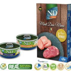 comida húmeda para gatos adultos SIN CEREALES MEAT DUO menú ND natural 6x70 g características