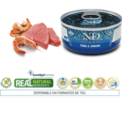 comida para gatos adultos ND Ocean atún gambas SIN CEREALES características