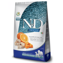 pienso SIN CEREALES para perros adultos medium maxi ND Ocean dog bacalao calabaza naranja perros adultos medium maxi