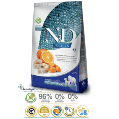 pienso SIN CEREALES para perros adultos medium maxi ND Ocean dog bacalao calabaza naranja perros adultos medium maxi características