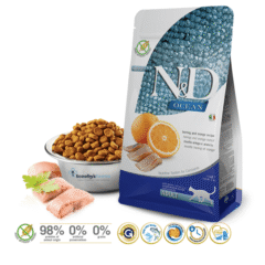 pienso para gatos adultos sin cerales ND ocean arenque y naranja aspecto