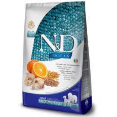 pienso para perros adultos medium maxi bajos en cereales ND Ocean bacalao espelta avena naranja