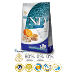 pienso para perros adultos medium maxi bajos en cereales ND Ocean bacalao espelta avena naranja características