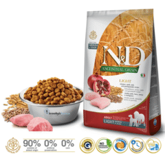 pienso para perros mediano grandes con sobrepeso ND Ancestral MediumMaxi LIGHT Pollo Granada perros medianos y grandes características