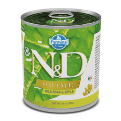 alimento húmedo sin cereales para perros adultos ND Prime dog lata Jabalí Manzana SIN CEREALES perros adultos 6x285 g