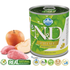 alimento húmedo sin cereales para perros adultos ND Prime dog lata Jabalí Manzana SIN CEREALES perros adultos 6x285 g características
