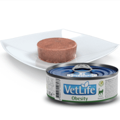 comida húmeda para gatos con sobrepeso farmina vet life obesity 12x85 g