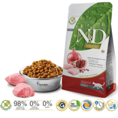 pienso para gatos adultos SIN CEREALES ND Prime cat pollo granada SIN CEREALES gatos adultos características