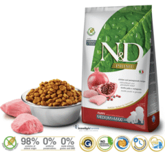 pienso sin cereales para cachorros medianos grandes ND Prime Puppy MediumMaxi pollo granada SIN CEREALES cachorros medianos grandes caracterísitcas