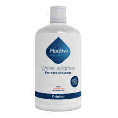 solución para el agua protección dental Plaqtiv+ aditivo dental para el agua perros y gatos 500 ml