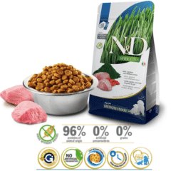 aspecto y características alimento para cachorros de raza mediana grande farmina nd spirulina puppy med-maxi cordero