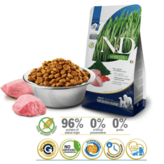 aspecto y características alimento para perros adultos de raza medianas grandes farmina nd spirulina dog med-maxi cordero