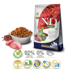aspecto y características pienso para perros adultos sin cereales ND QUINOA Dog digestión Cordero
