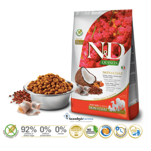 aspecto pienso para perros con pieles sensibles farmina nd quinoa skin coat perros adultos