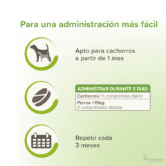 antiparasitario interno natural perros pequños y cachorros VERMIpure 50 comprimidos dosificación