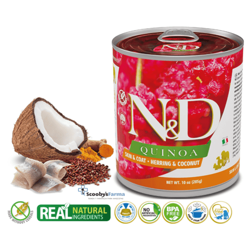 características alimento húmedo nd quinoa dog lata arenque 285 g