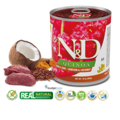 características alimento húmedo nd quinoa dog lata skin coat VENADO 285 g