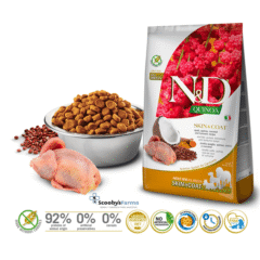 características pienso para perros piel sensible nd quinoa skin coat codorniz