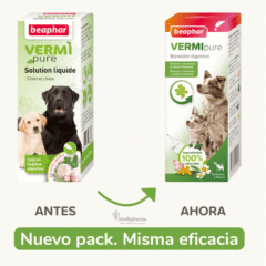 jarabe para perros y cachorros VERMIpure antiparasitario interno natural 50 ml nuevo formato