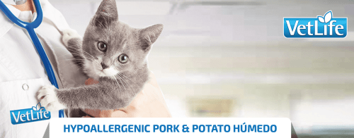 para gatos con alergias alimenticias VetLife Cat HYPOALLERGENIC Cerdo patata