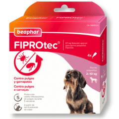 pipetas antiparasitarias para perros de 2 a 10 kg FIPROtec de Beaphar 4 pipetas