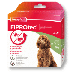 pipetas antiparasitarias para perros de 20 a 40 kg FIPROtec de Beaphar 4 pipetas