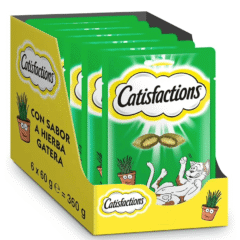 snacks para gatos catisfactions catnip hierba gatera gatos 6x60 g
