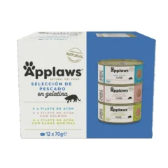 Comida húmeda para gatos en gelatina applaws cat lata selección pescado en gelatina 12x70 g