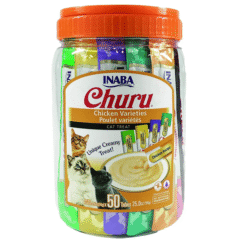 Bote de snacks crema Churu cat variedades POLLO snacks crema para gatos 50x14 g