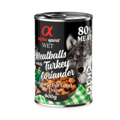 alimento húmedo perros Alpha Spirit Albóndigas PAVO y CILANTRO perros 400 g