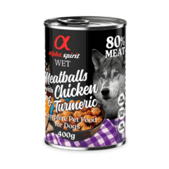 alimento húmedo perros Alpha Spirit Albóndigas POLLO y CÚRCUMA perros 400 g