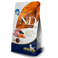 alimento para perros adultos de razas mini Farmina nd brown dog mini cordero, spirulina y zanahoria 2 kg