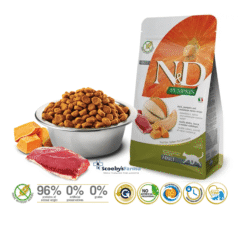 características pienso para gatos sin cereales ND Pumpkin Cat PATO, Calabaza y Melón gatos