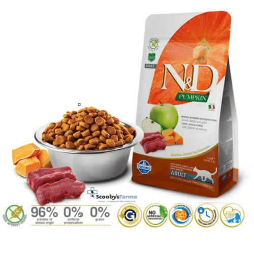 características pienso para gatos farmina nd pumpkin venado calabaza y manzana